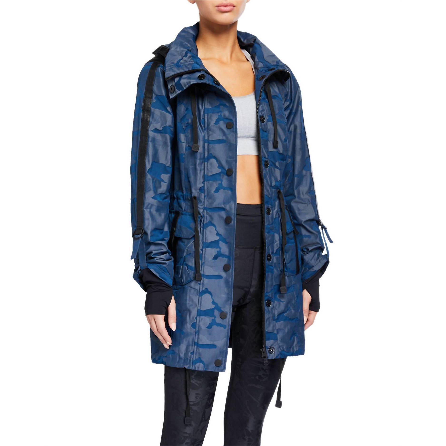 New Blanc Noir Anorak Hooded Jacket In Blue Camo